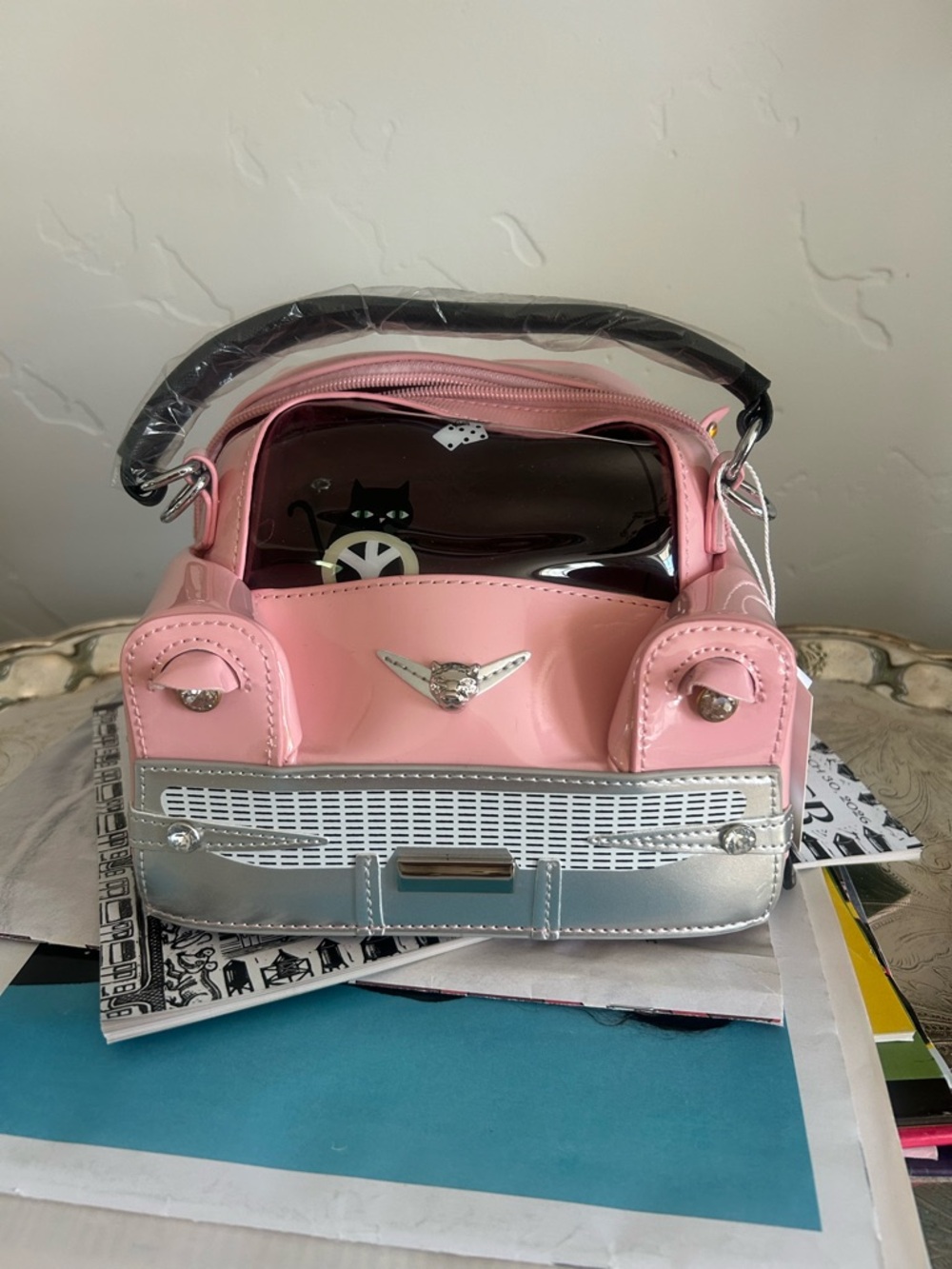 Pink Novelty Car-Shaped Crossbody Bag